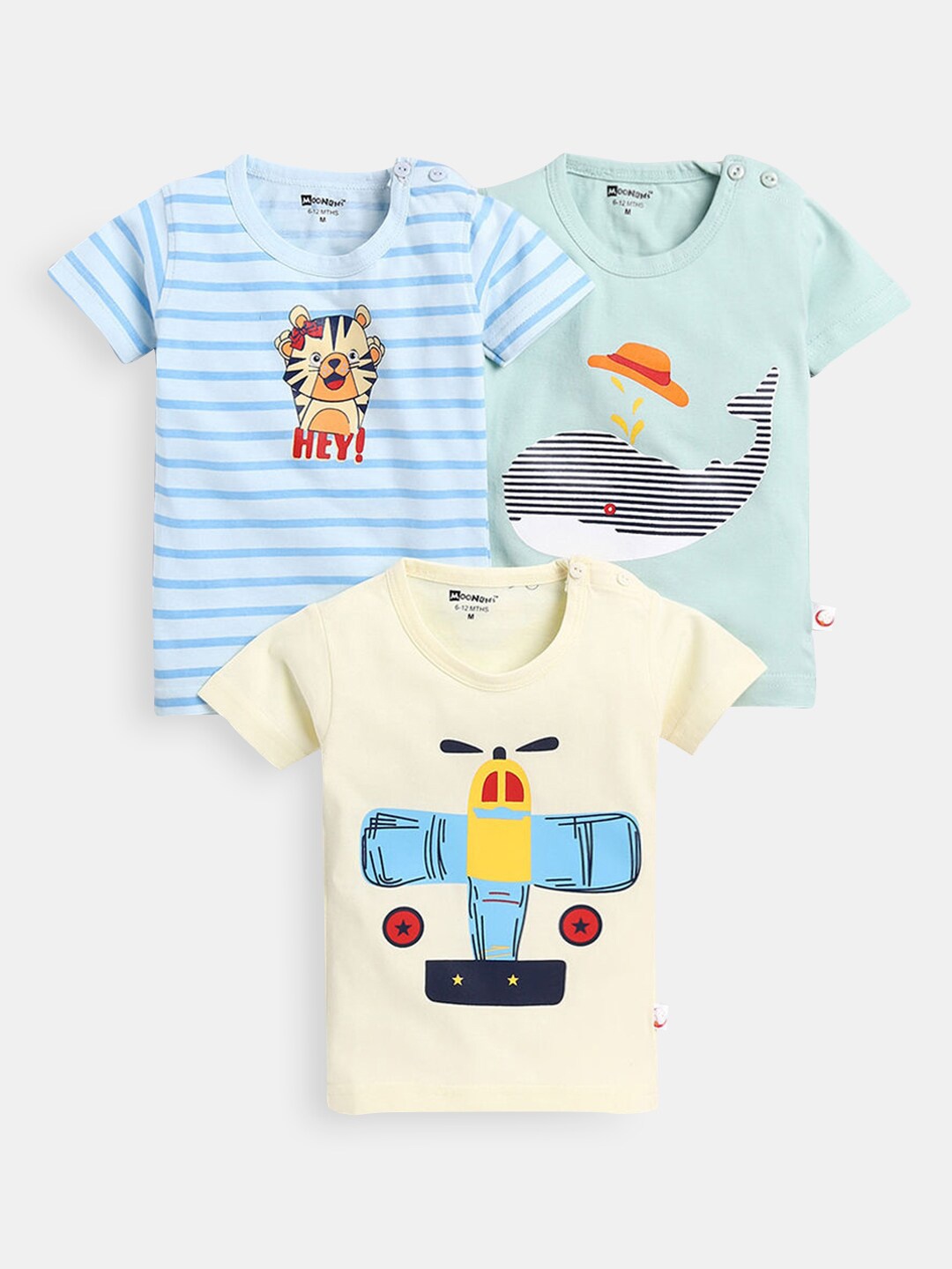 

Hopscotch Boys Cotton Printed T-shirt Pack of 3, Blue