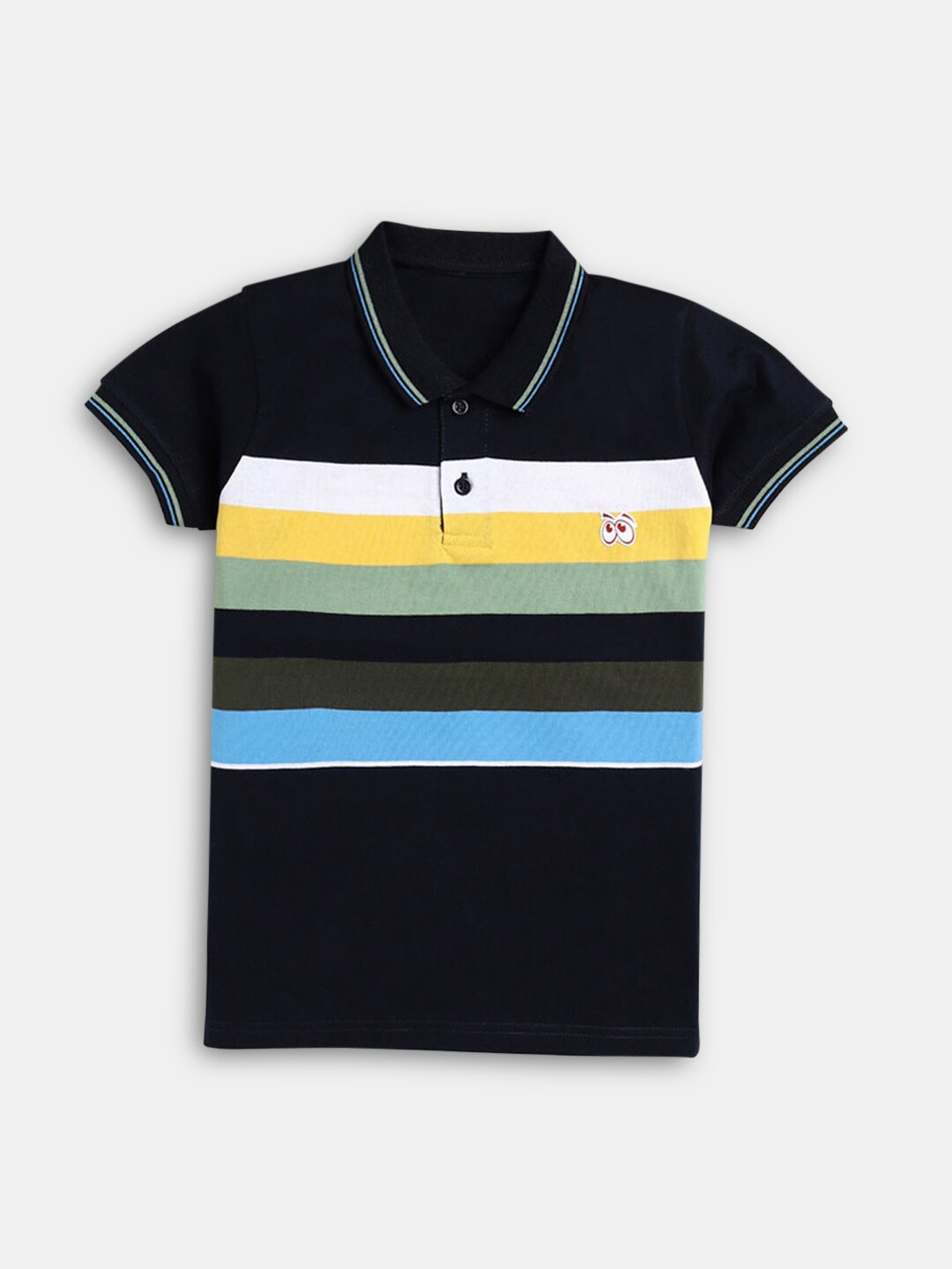 

Hopscotch Printed Polo Collar Cotton T-shirt, Blue