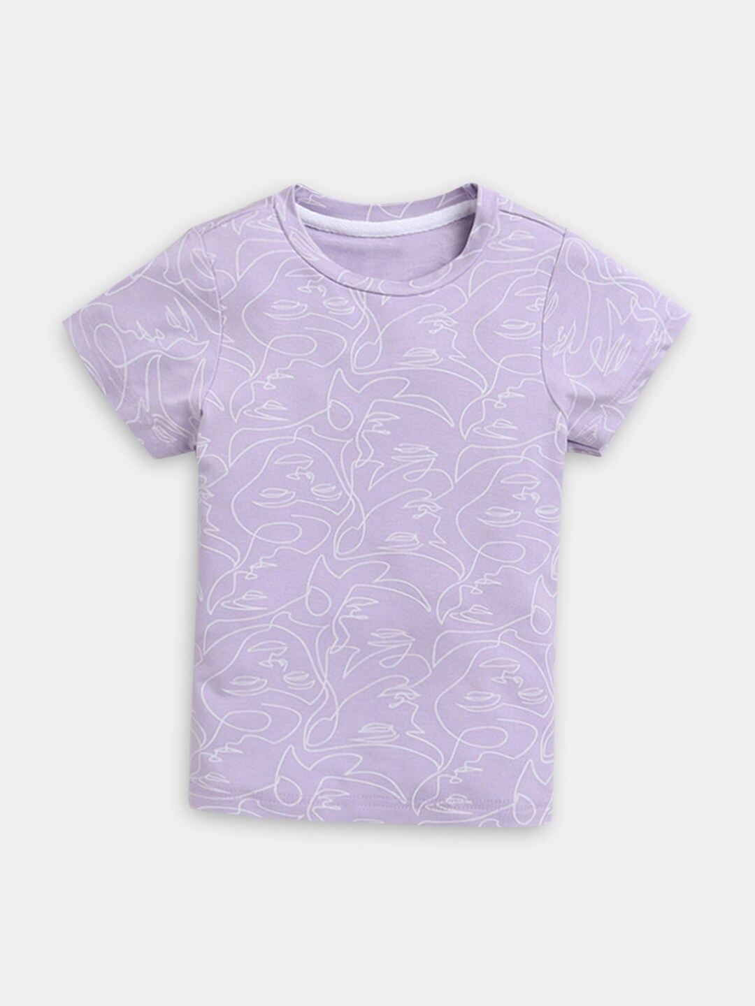 

Hopscotch Girls Lavender Printed Cotton T-shirt