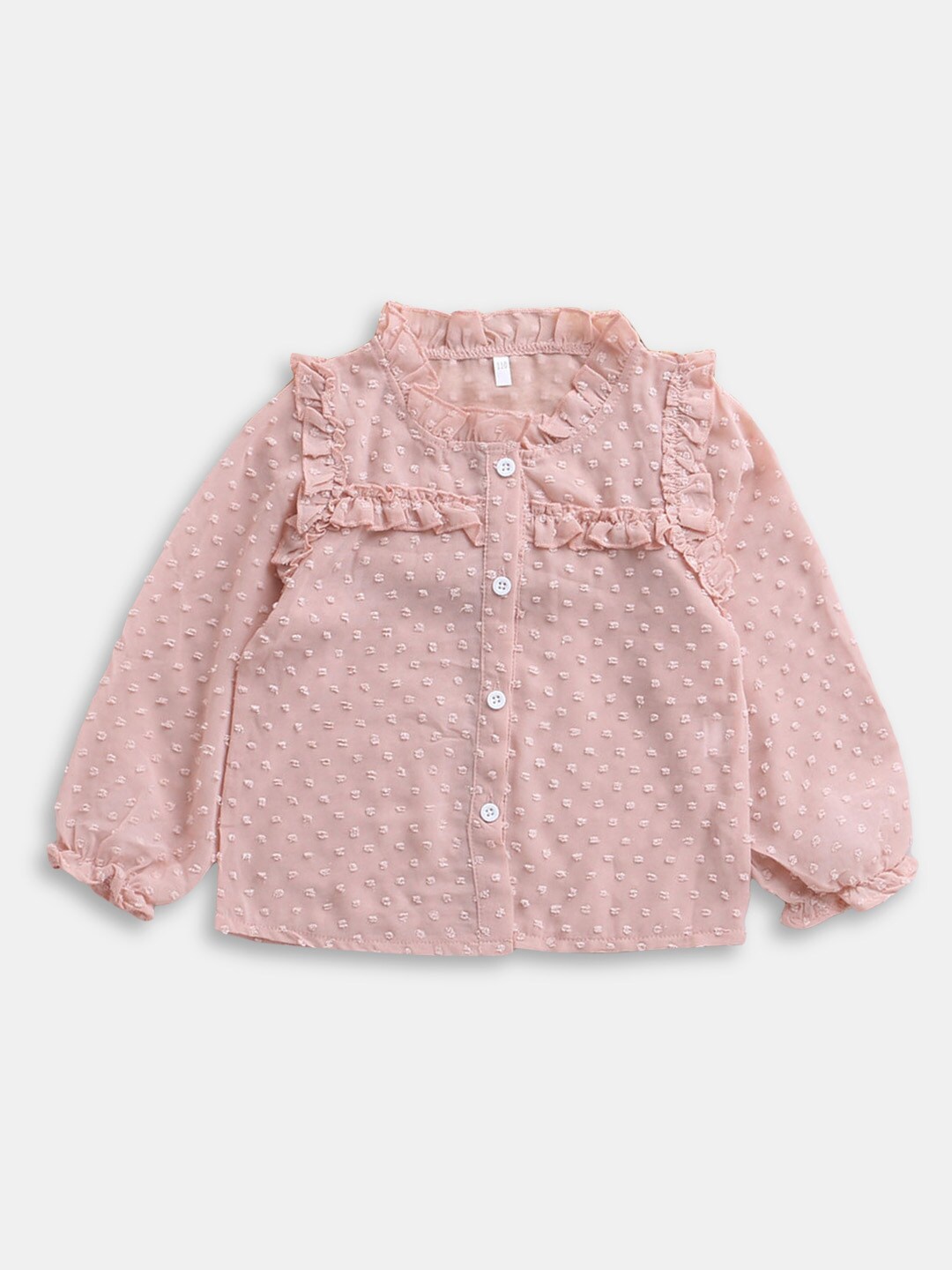 

Hopscotch Girls Pink Self Design Top