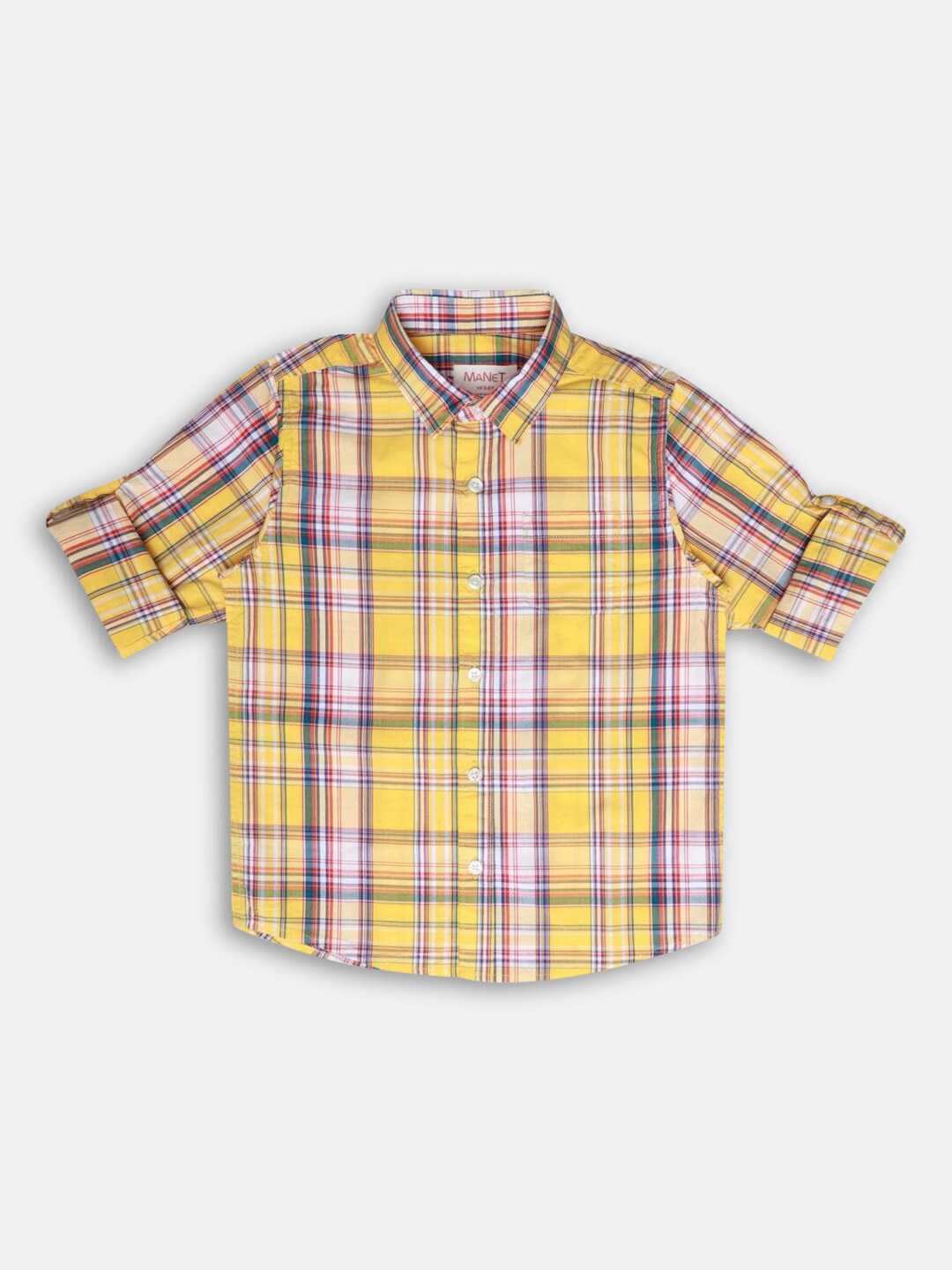 

Hopscotch Boys Classic Tartan Checked Cotton Casual Shirt, Yellow