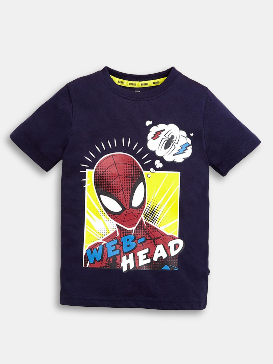 

Hopscotch Boys Blue Spider-Man Printed Cotton T-shirt
