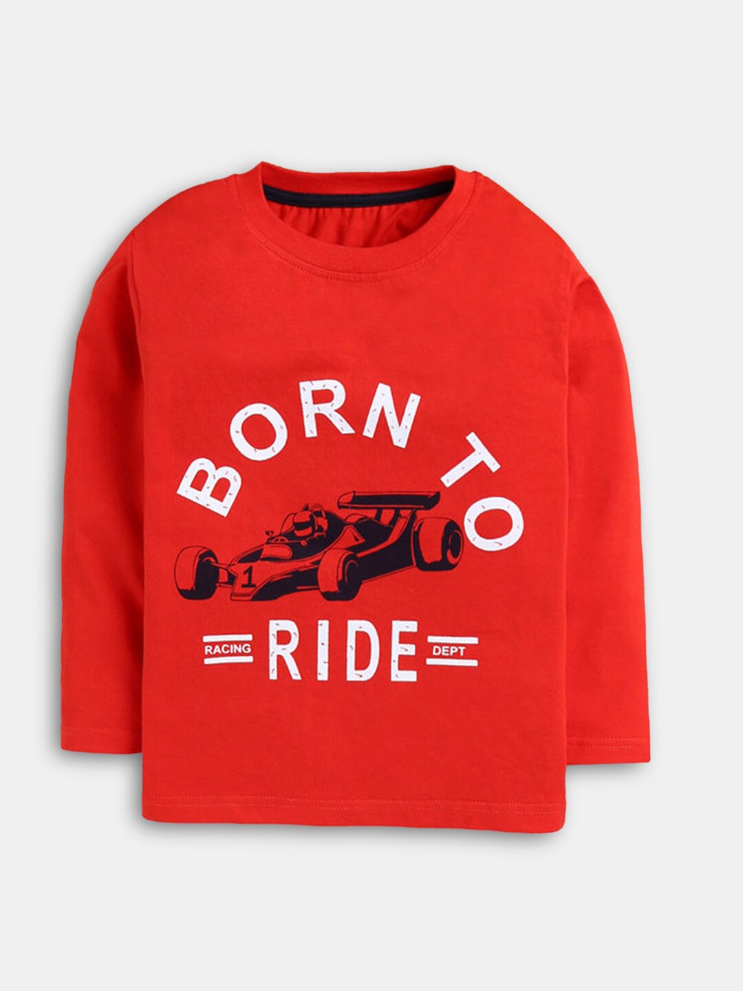 

Hopscotch Boys Red Sports Printed Cotton T-shirt