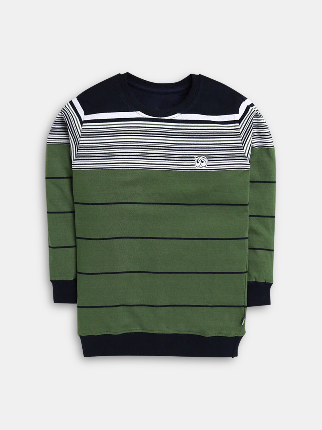 

Hopscotch Boys Green & Black Printed Cotton T-shirt