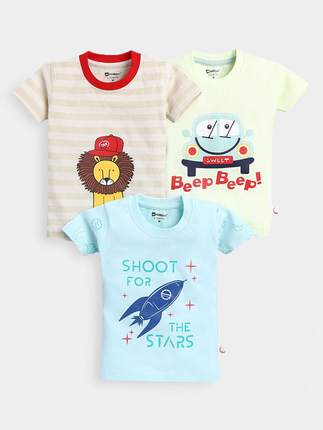 

Hopscotch Boys Pack of 3 Printed Cotton T-shirt, Blue