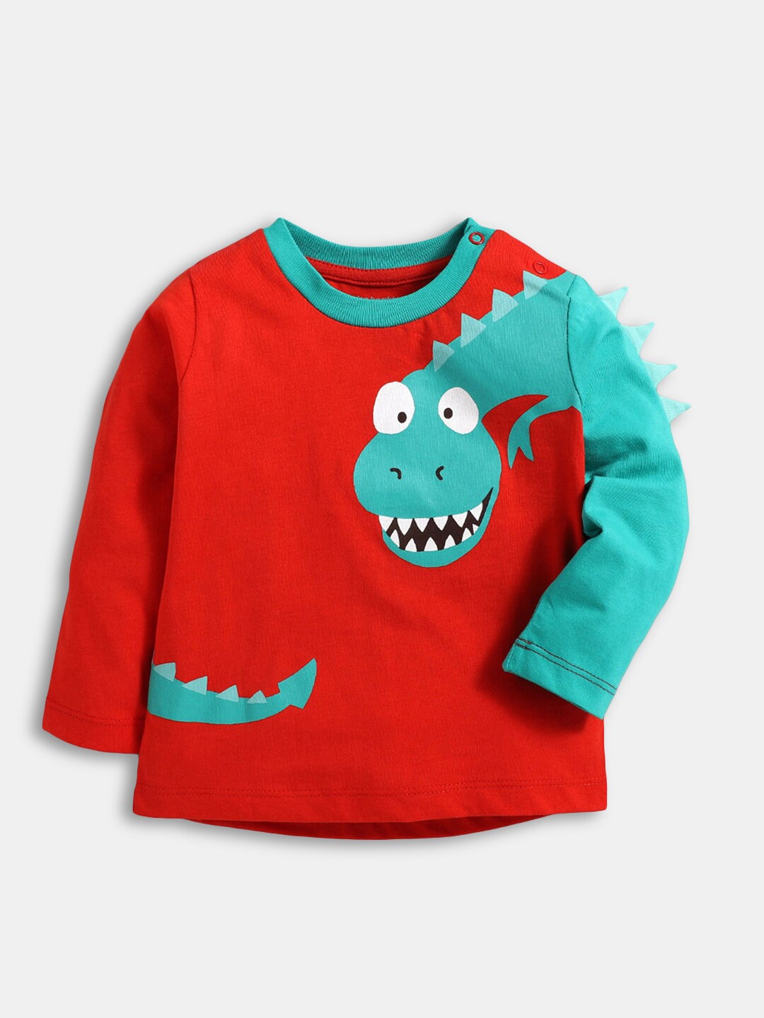 

Hopscotch Boys Red Printed Cotton T-shirt