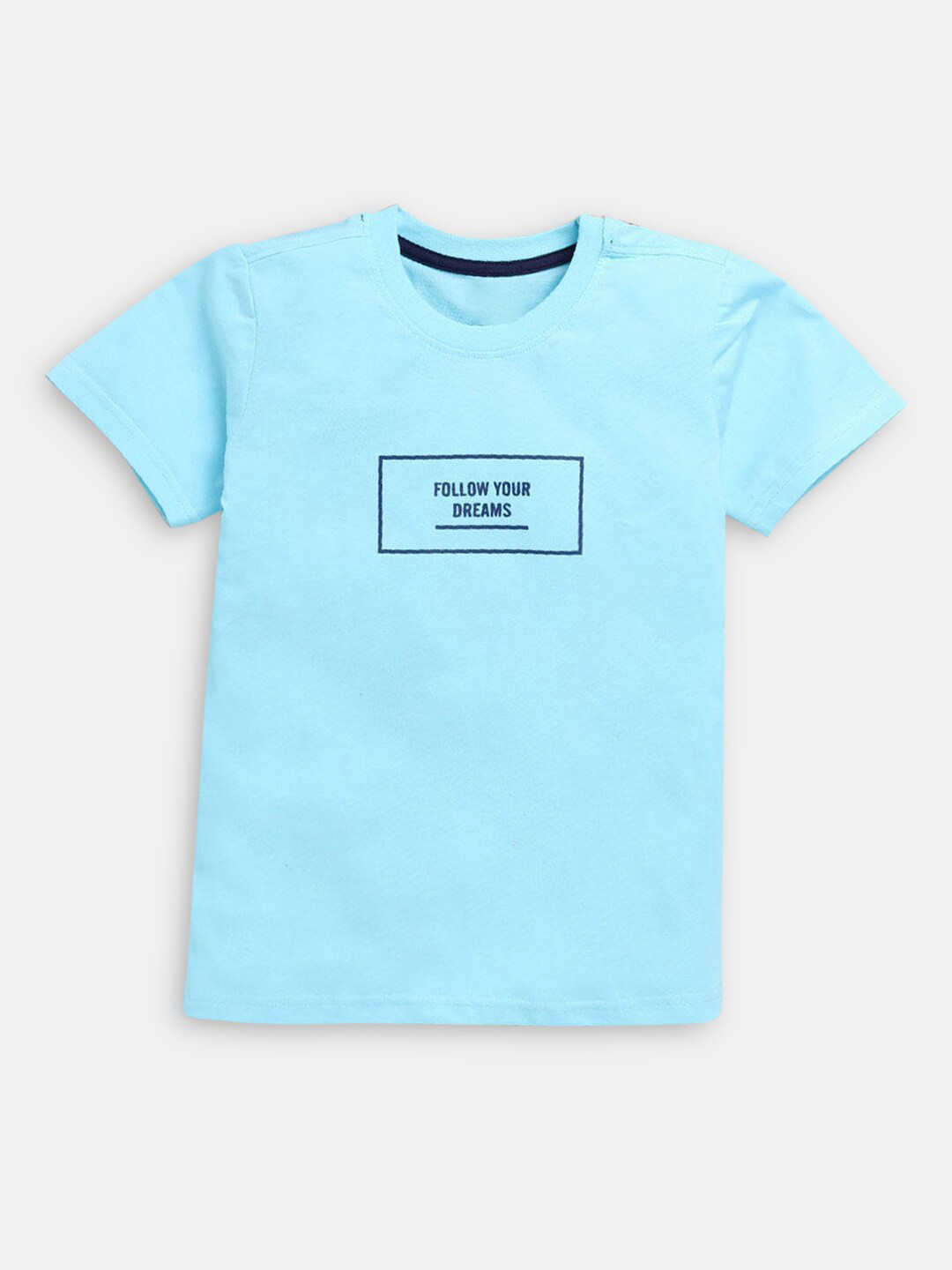 

Hopscotch Boys Blue Typography Printed Cotton T-shirt