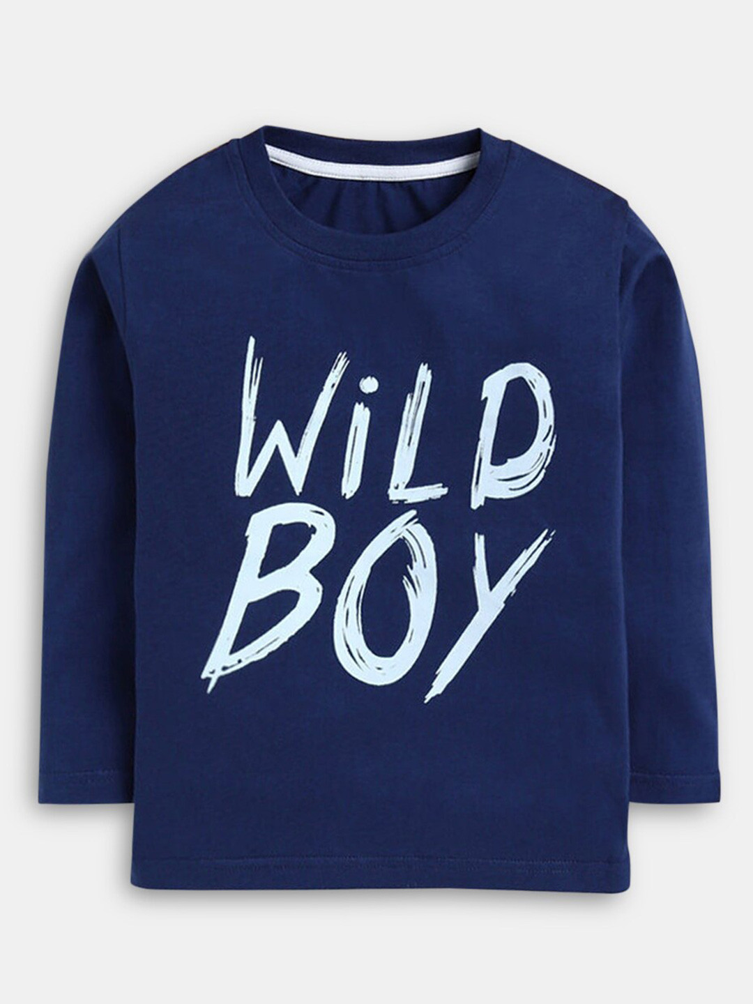 

Hopscotch Printed Round Neck Cotton T-shirt, Blue