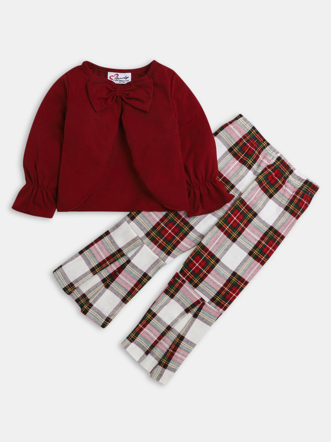 

Hopscotch Girls Maroon & White Pure Cotton Tunic with Palazzo
