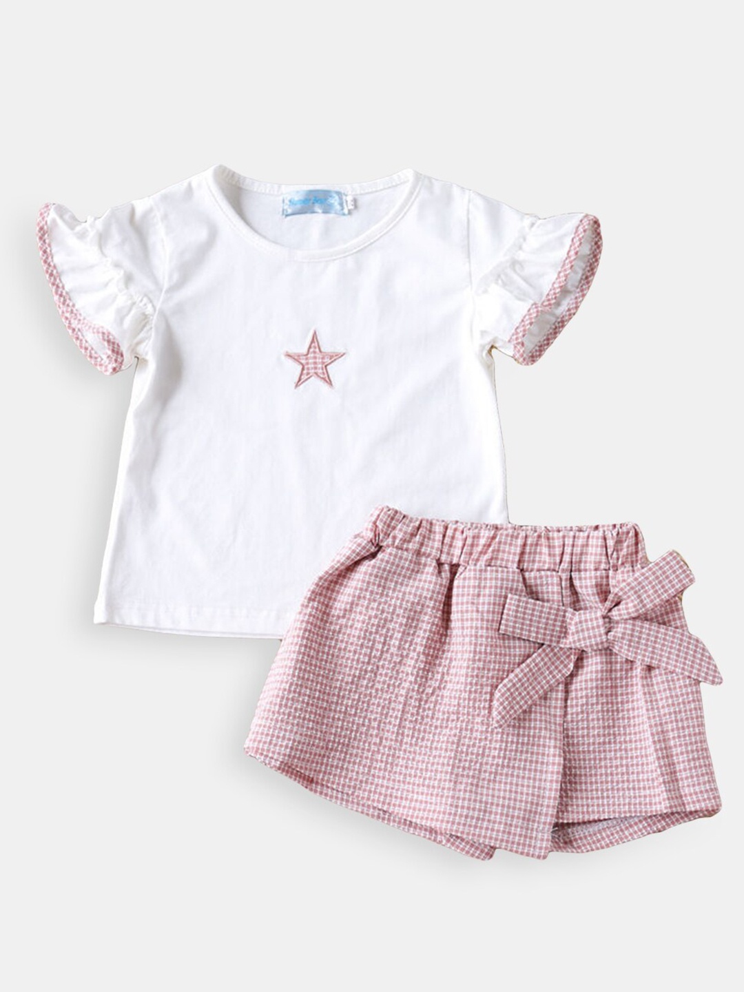 

Hopscotch Girls Pink & White T-shirt with Skirt