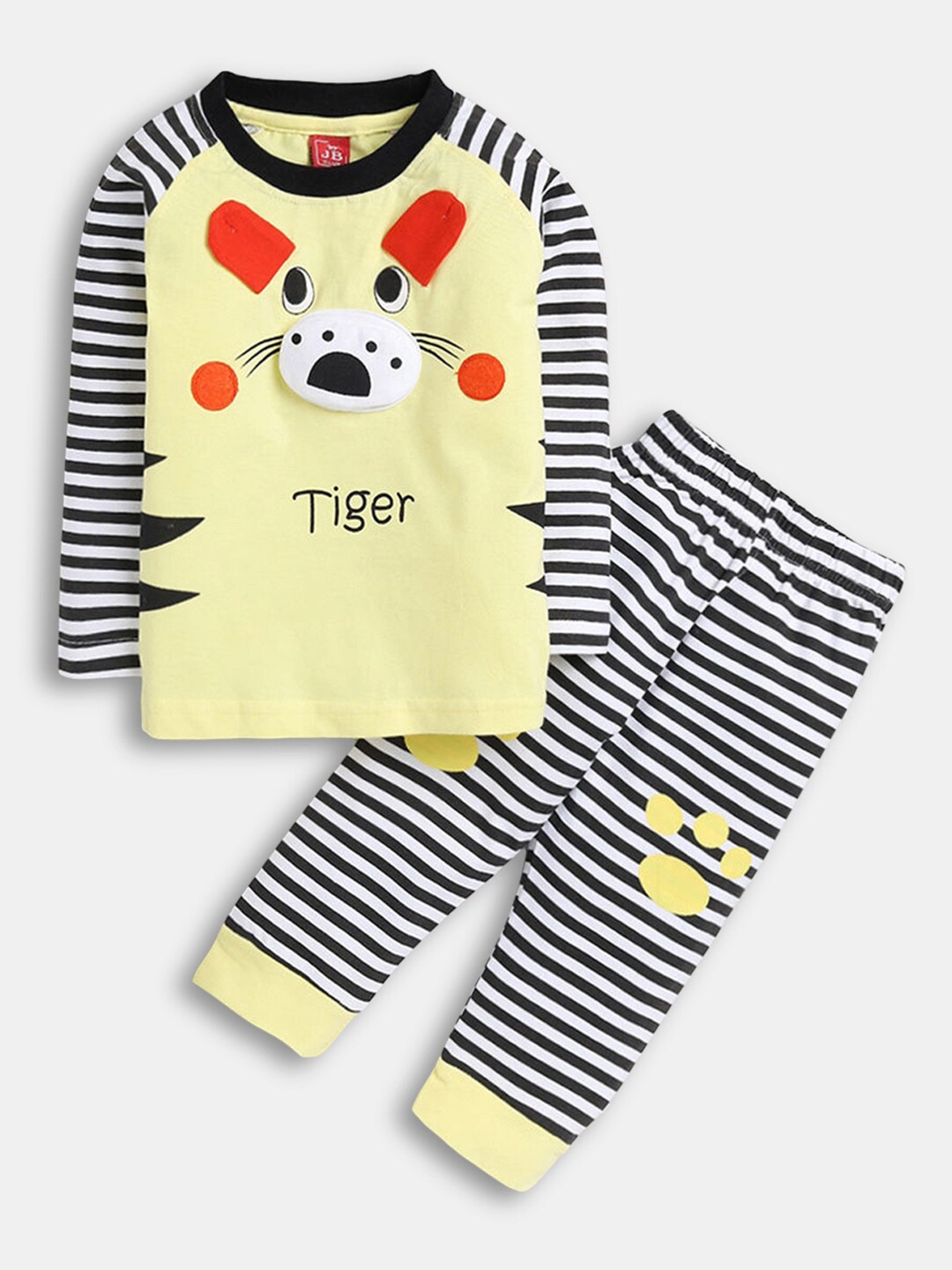 

Hopscotch Infants Boys Yellow & White Printed T-shirt with Pyjama