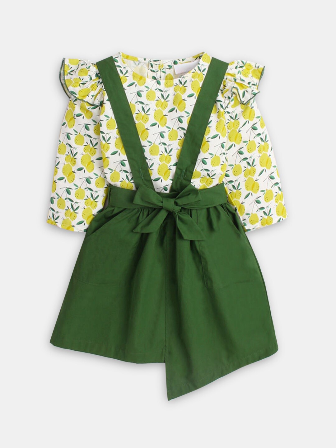 

Hopscotch Girls Green & White Printed Tunic with Skirt