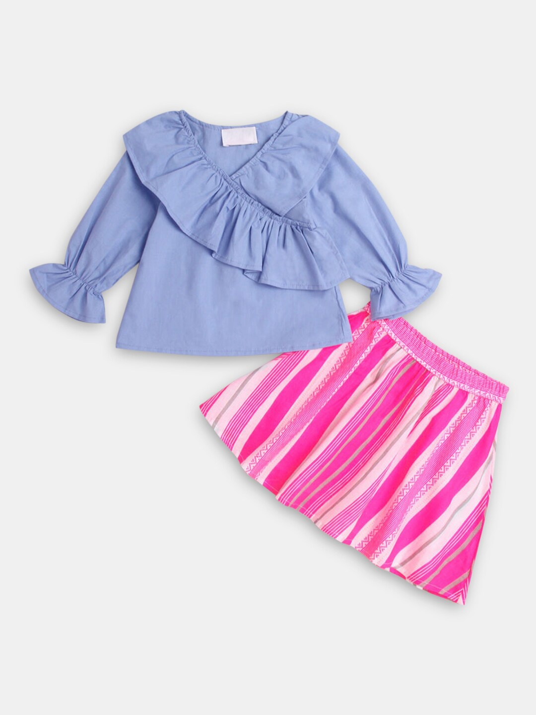 

Hopscotch Girls Blue & Pink Top with Skirt