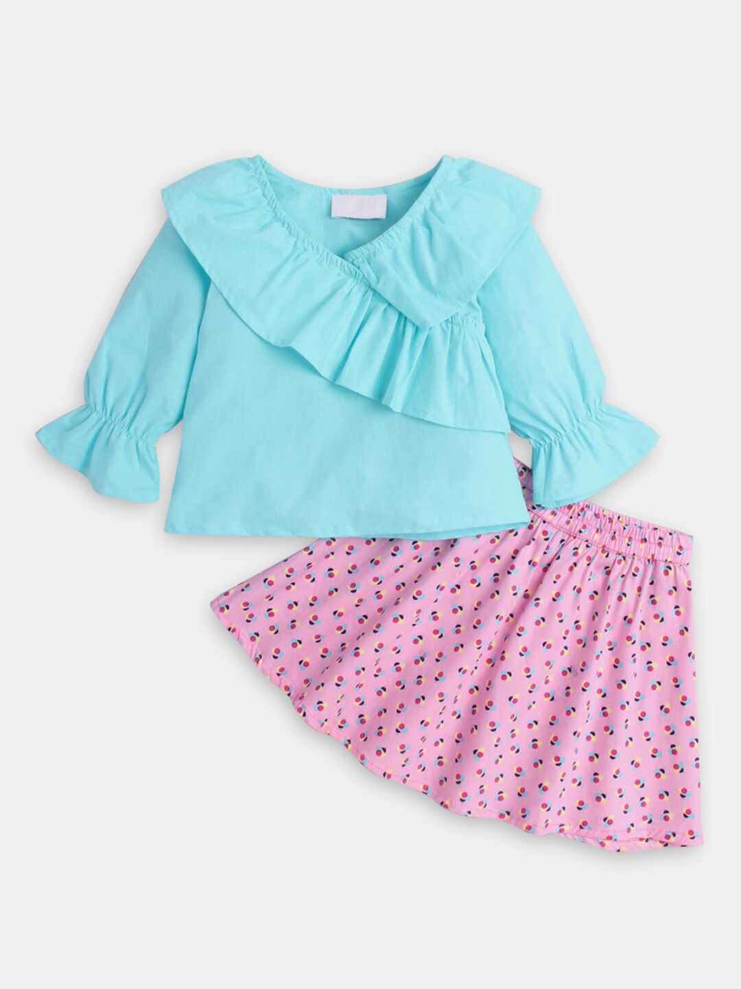 

Hopscotch Girls Blue & Pink Top with Skirt