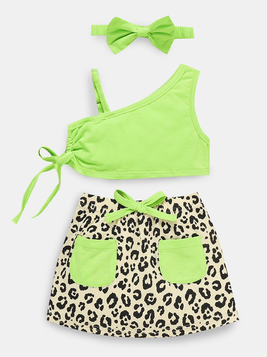 

Hopscotch Girls Green & Black Top with Skirt