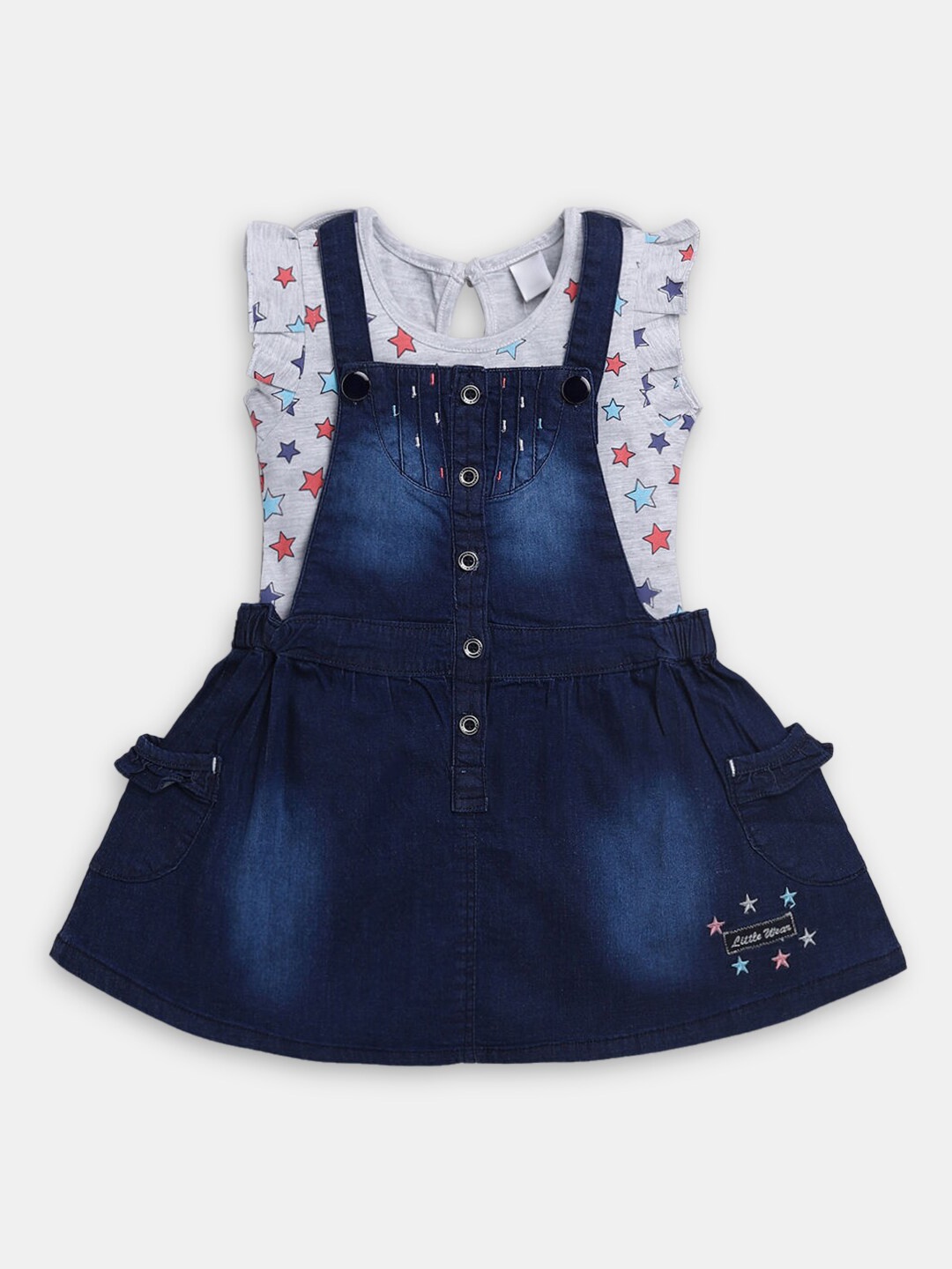 

Hopscotch Girls Blue & Grey Denim Pinafore Dress