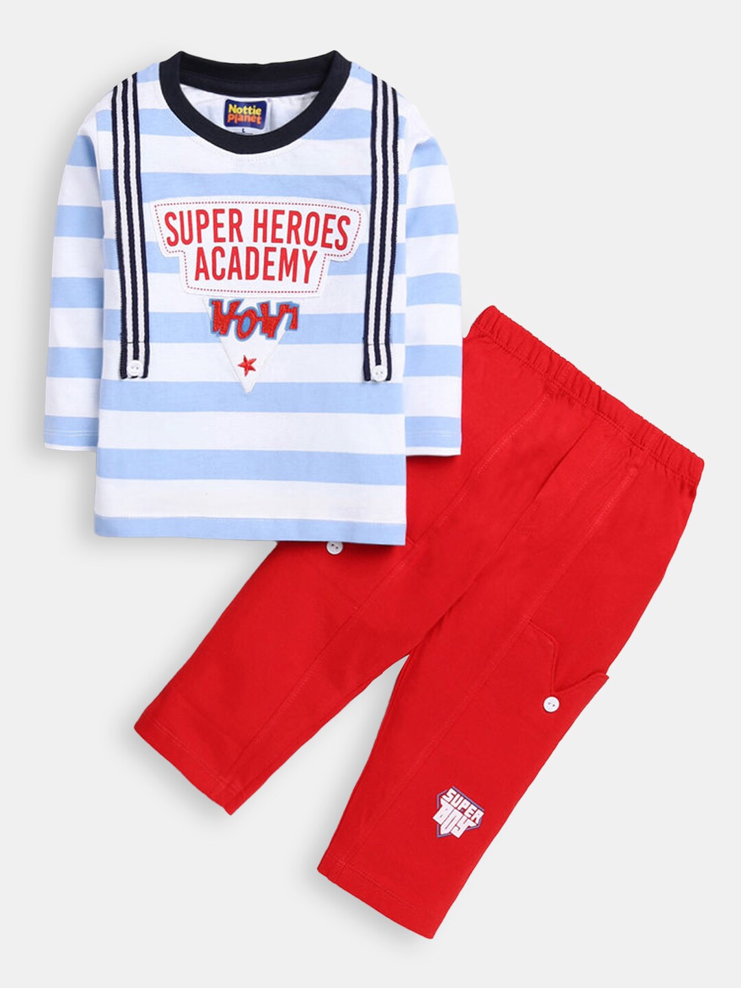 

Hopscotch Boys Blue & Red Striped T-shirt with Trouser