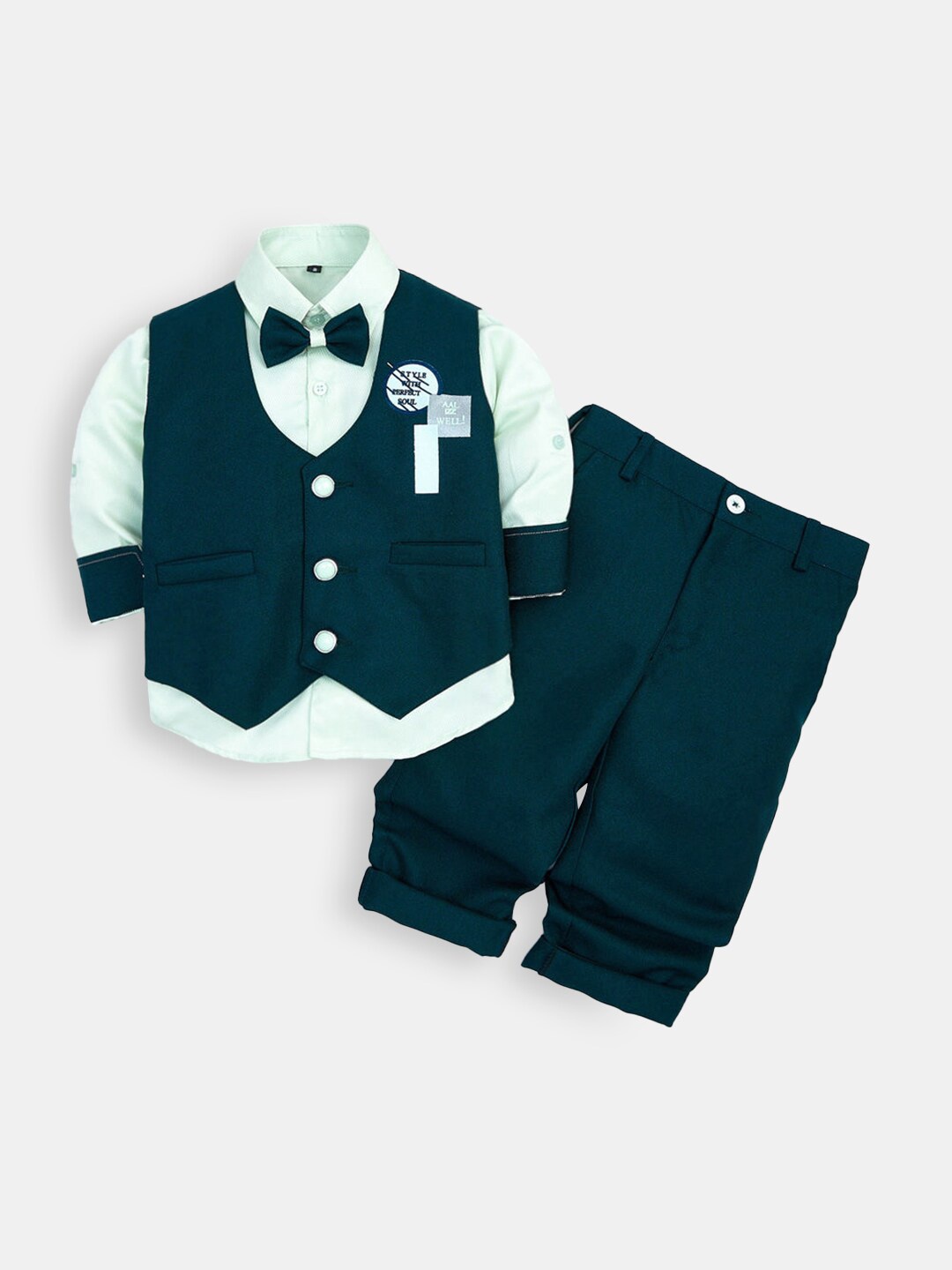 

Hopscotch Boys Green Shirt & Trouser With Waist Coat