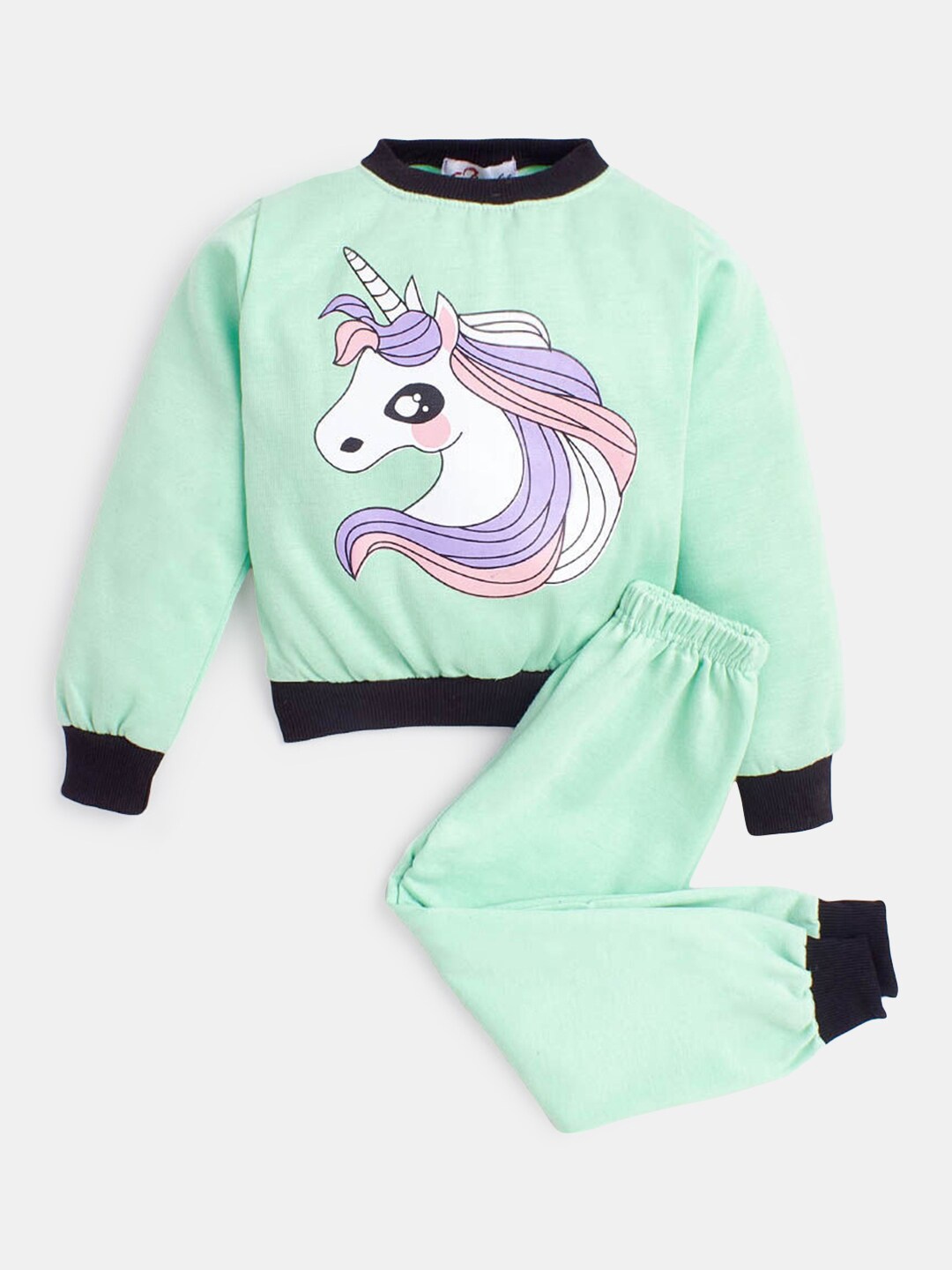 

Hopscotch Girls Green & White Printed T-shirt with Pyjama