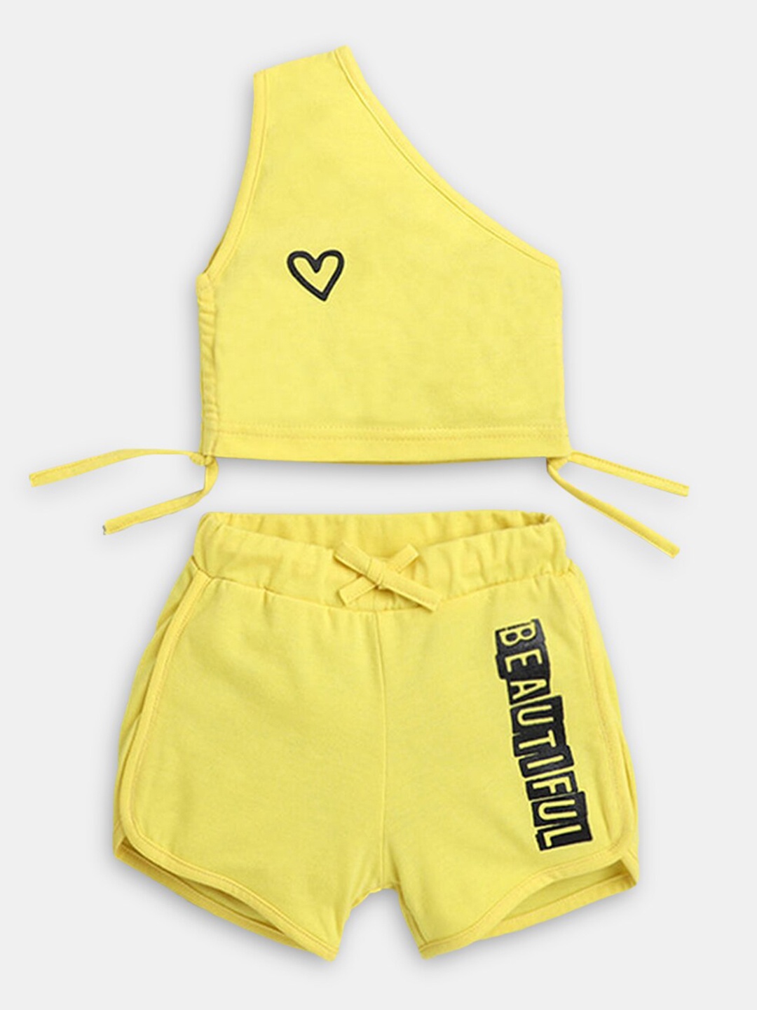

Hopscotch Girls Yellow Pure Cotton Top with Shorts