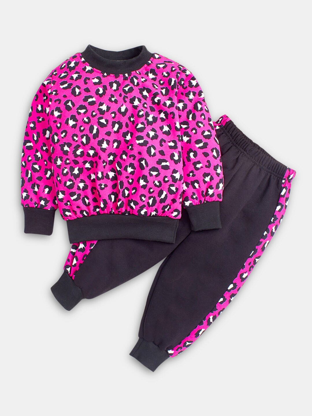 

Hopscotch Girls Pink & Black Printed T-shirt with Pyjamas
