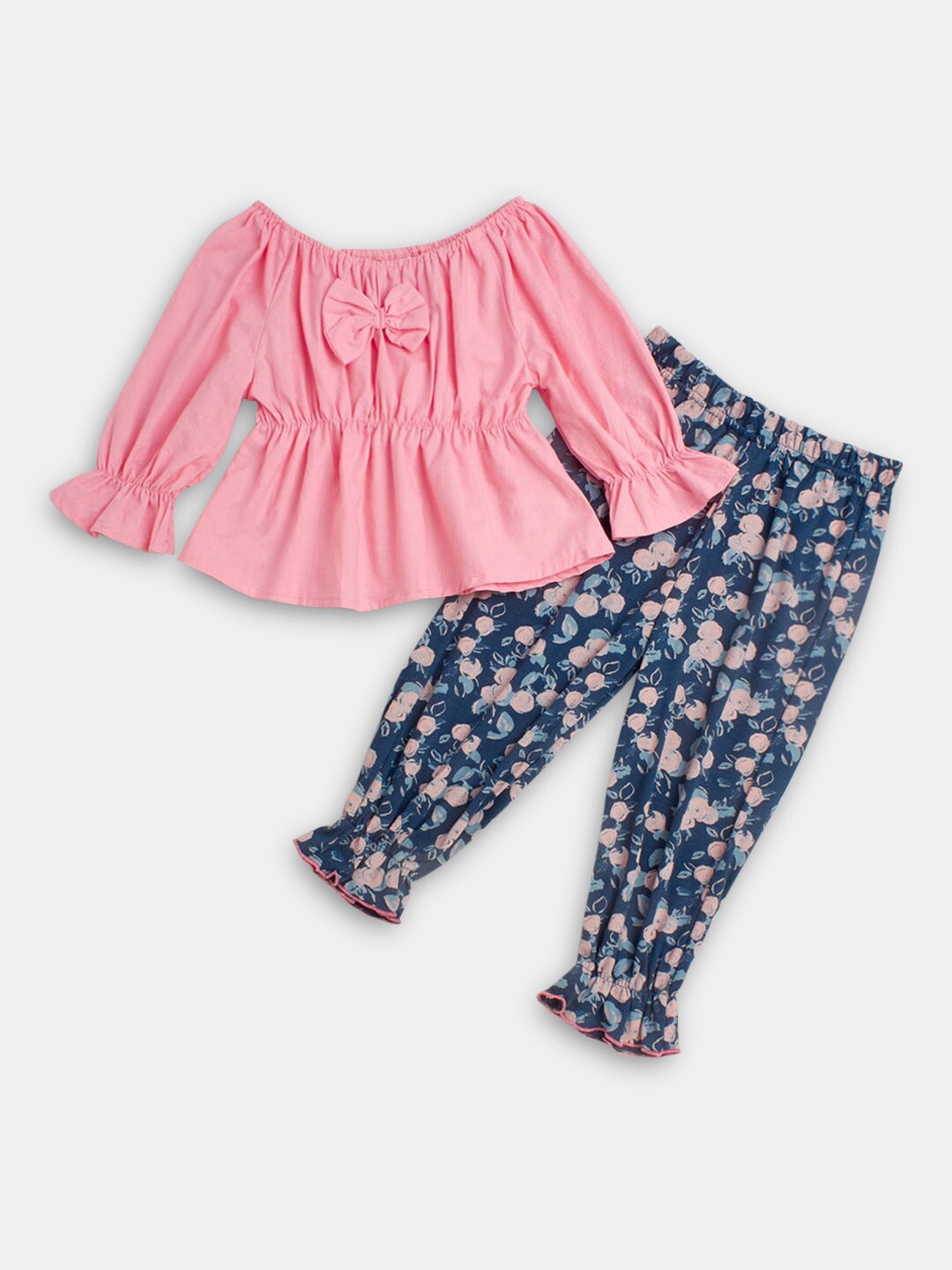 

Hopscotch Girls Pink & Blue Pure Cotton Top with Trousers