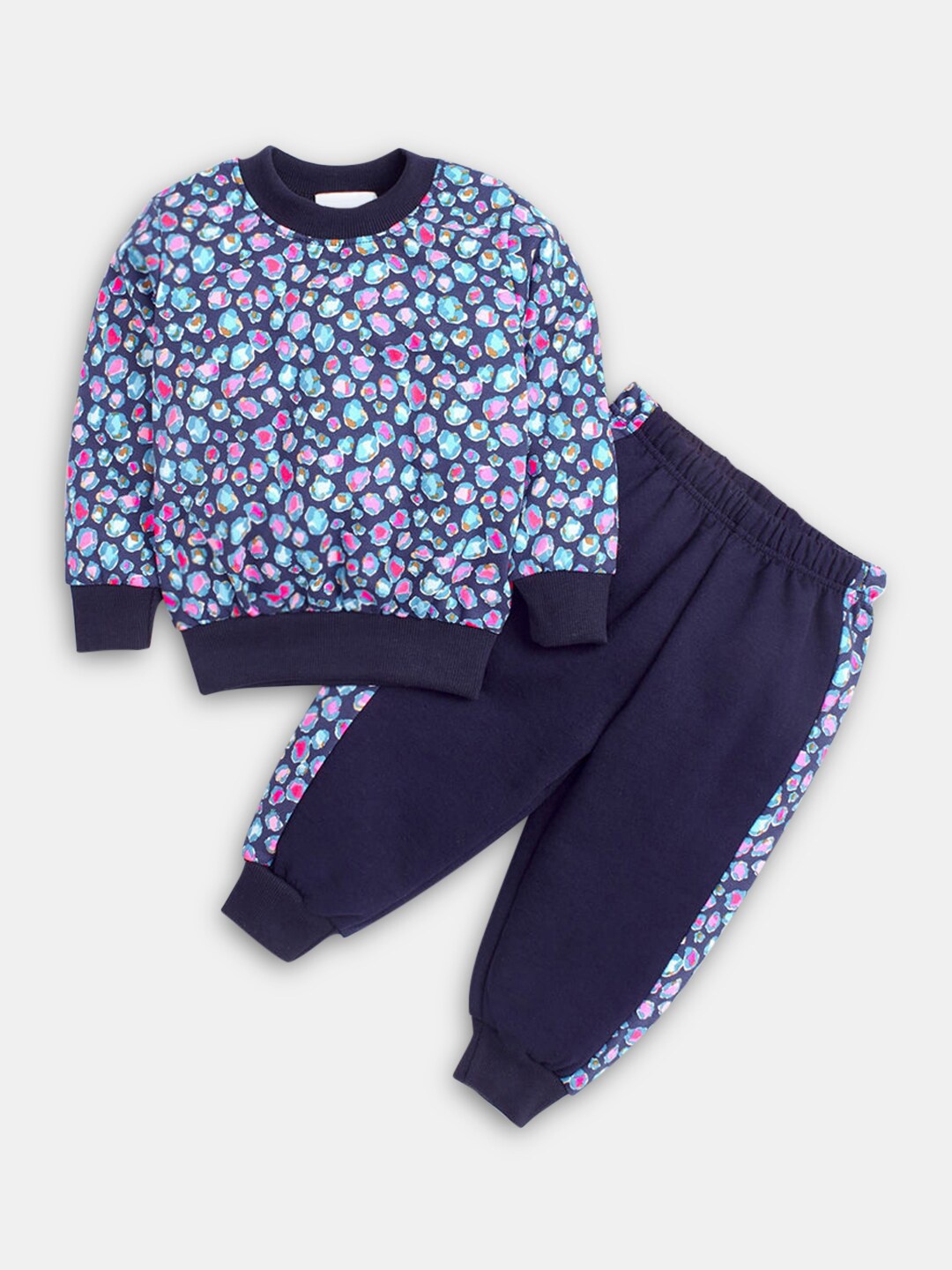 

Hopscotch Girls Navy Blue & Pink Printed T-shirt with Pyjama