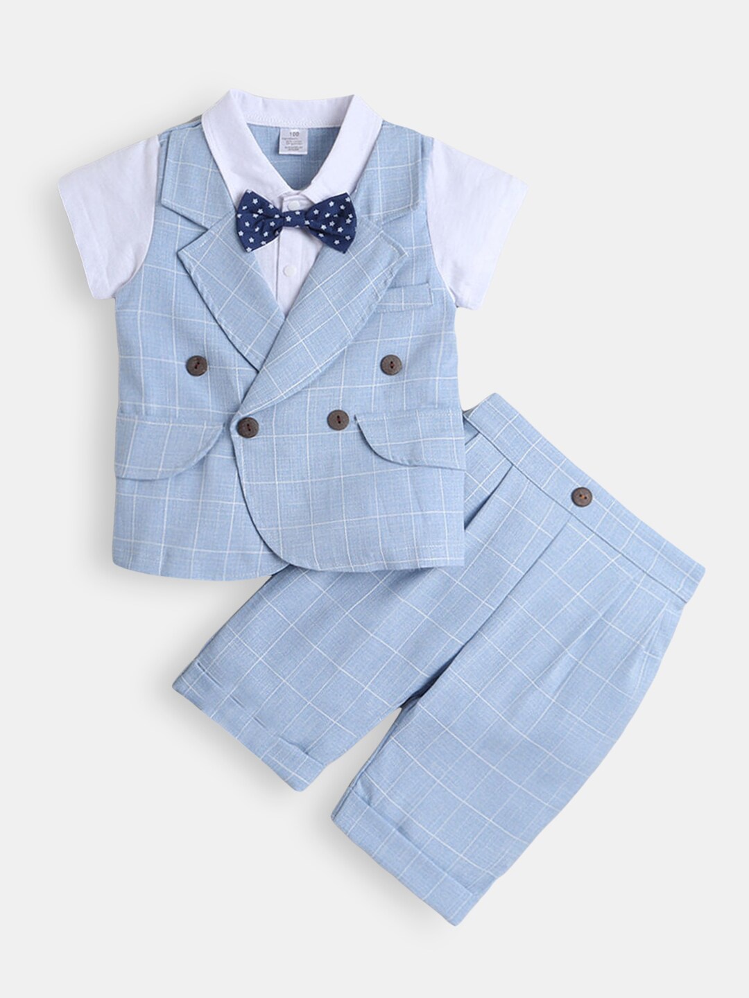 

Hopscotch Boys Blue & White Checked Shirt with Shorts