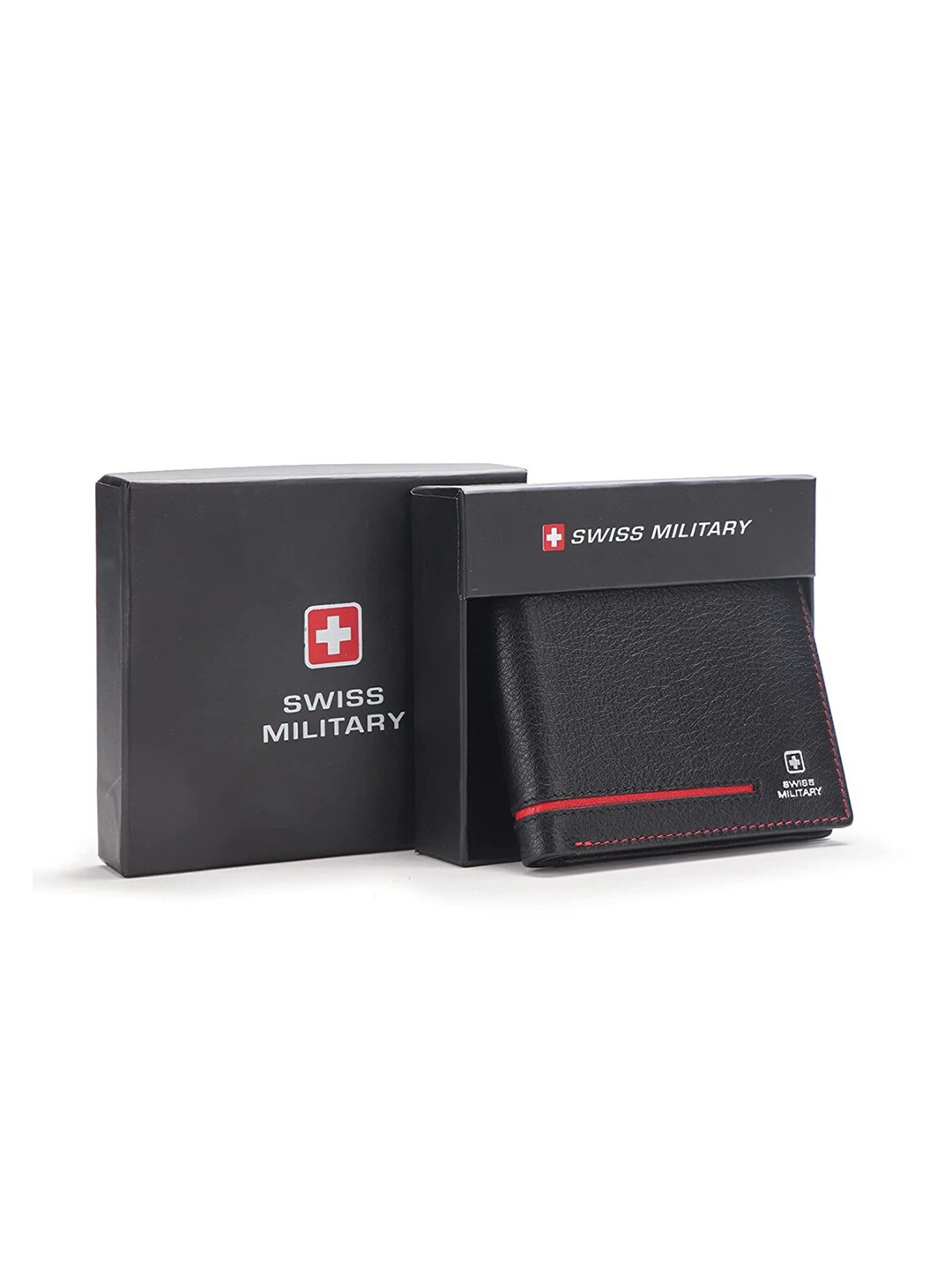 

SWISS MILITARY Men Black Leather Two Fold Wallet