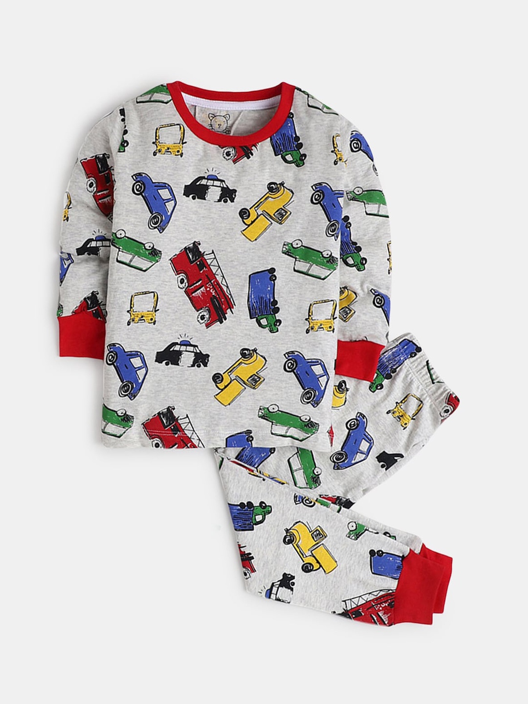 

Hopscotch Boys Printed Pure Cotton Night suit, White