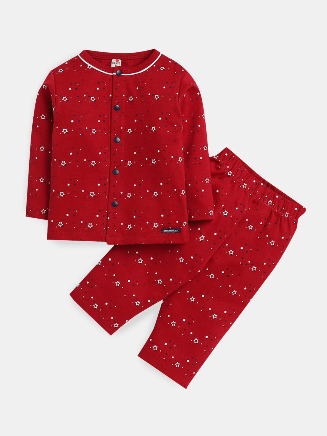 

Hopscotch Girls Red & White Printed Night suit