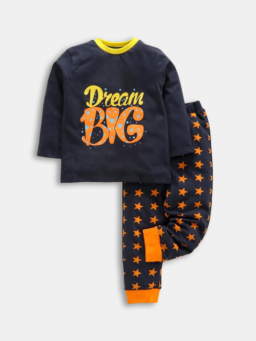 

Hopscotch Boys Printed Pure Cotton Night Suit, Black