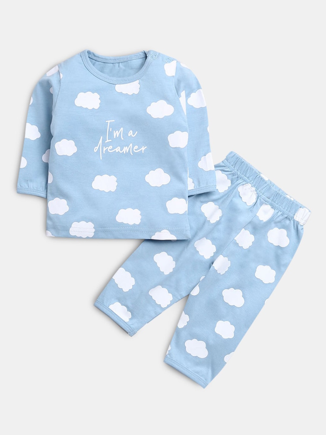 

Hopscotch Boys Blue & White Printed Night suit