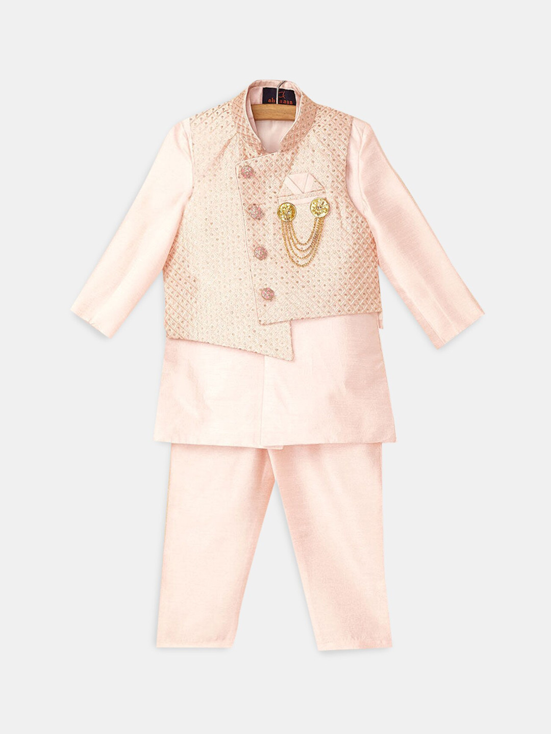 

Hopscotch Boys Pink Kurta & Pyjama With Jacket