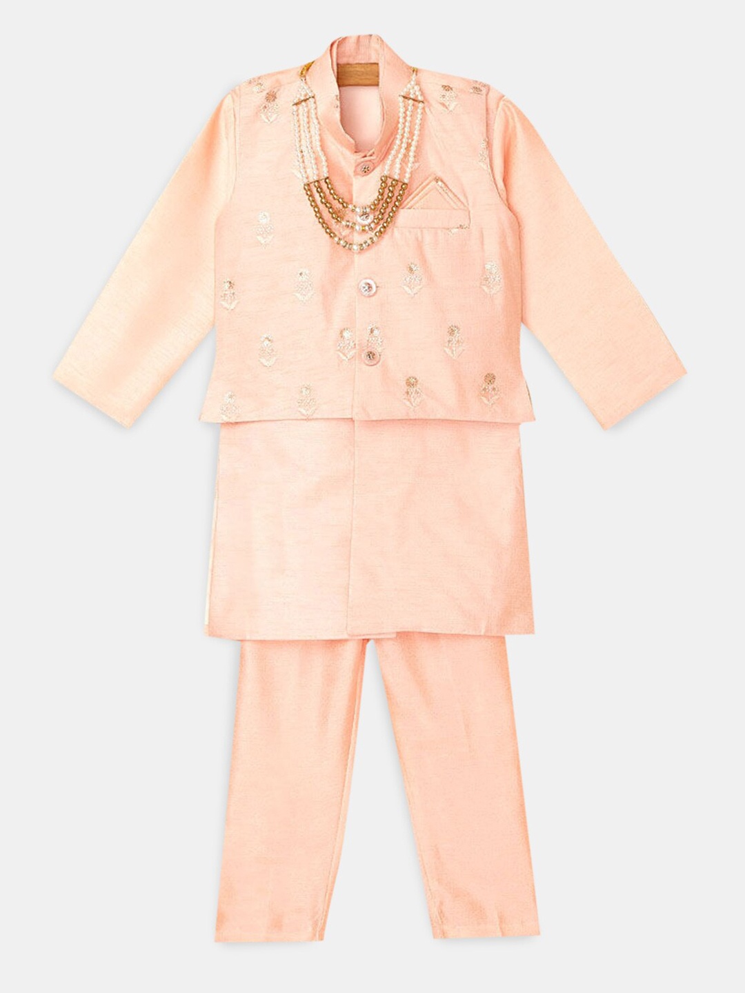 

Hopscotch Boys Pink Kurta & Pyjama With Jacket