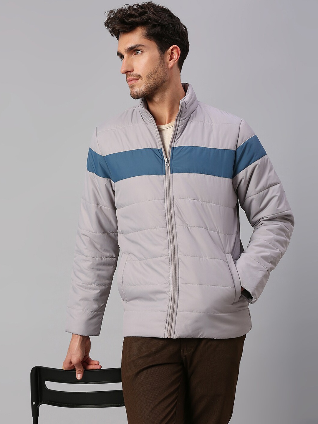 

Hubberholme Men Grey & Blue Lightweight Padded Jacket