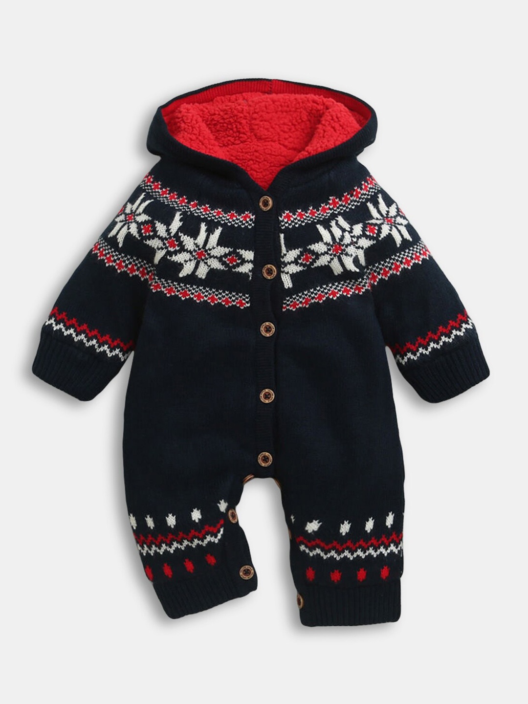 

Hopscotch Infants Navy Blue Printed Romper