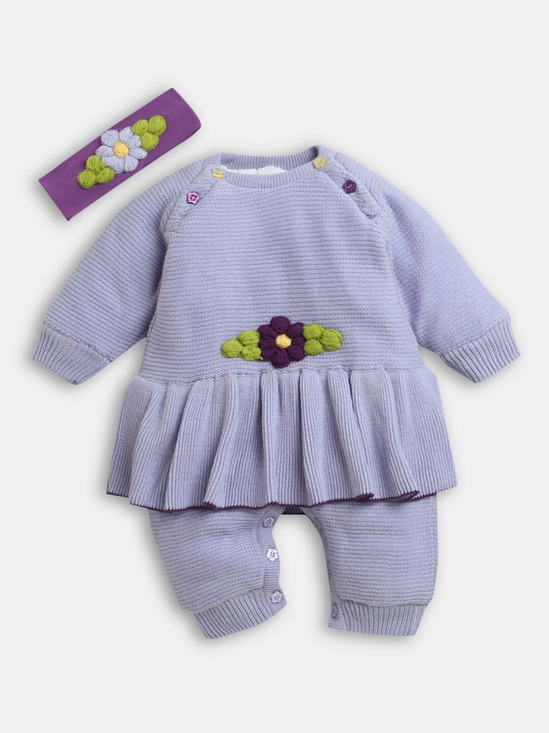 

Hopscotch Infant Girls Purple Solid Romper