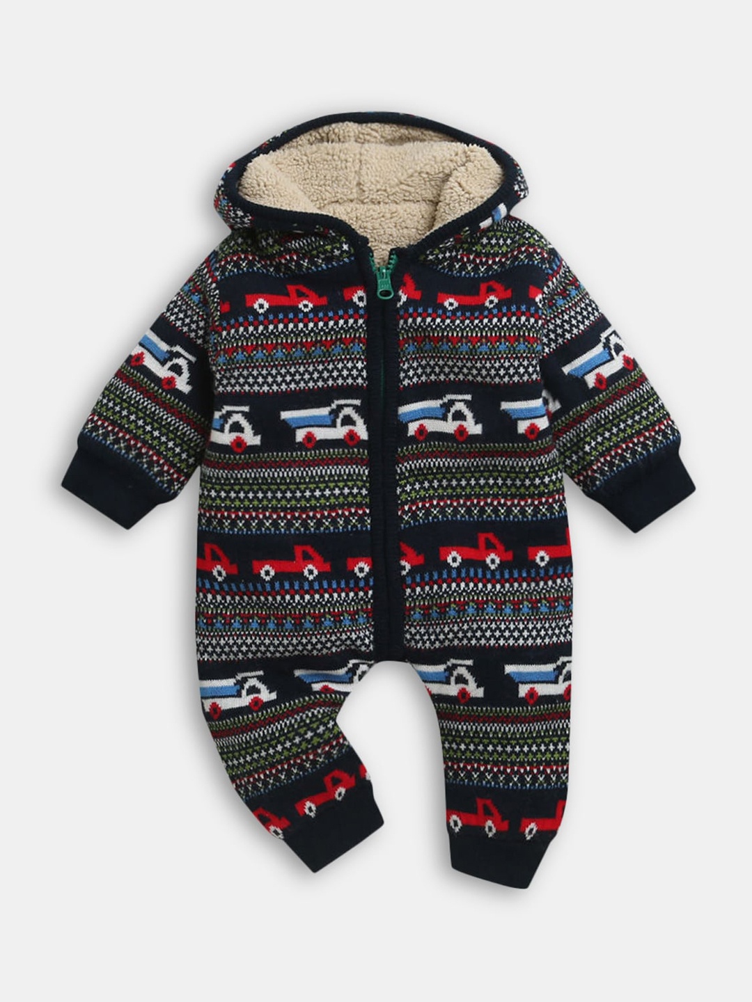 

Hopscotch Infants Blue & Black Printed Romper