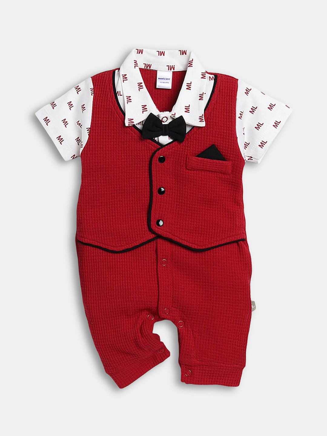 

Hopscotch Infant Boys Red & White Cotton Rompers