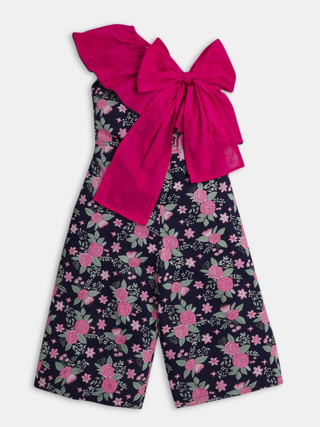 

Hopscotch Girls Blue & Pink Printed Basic Cotton Jumpsuit