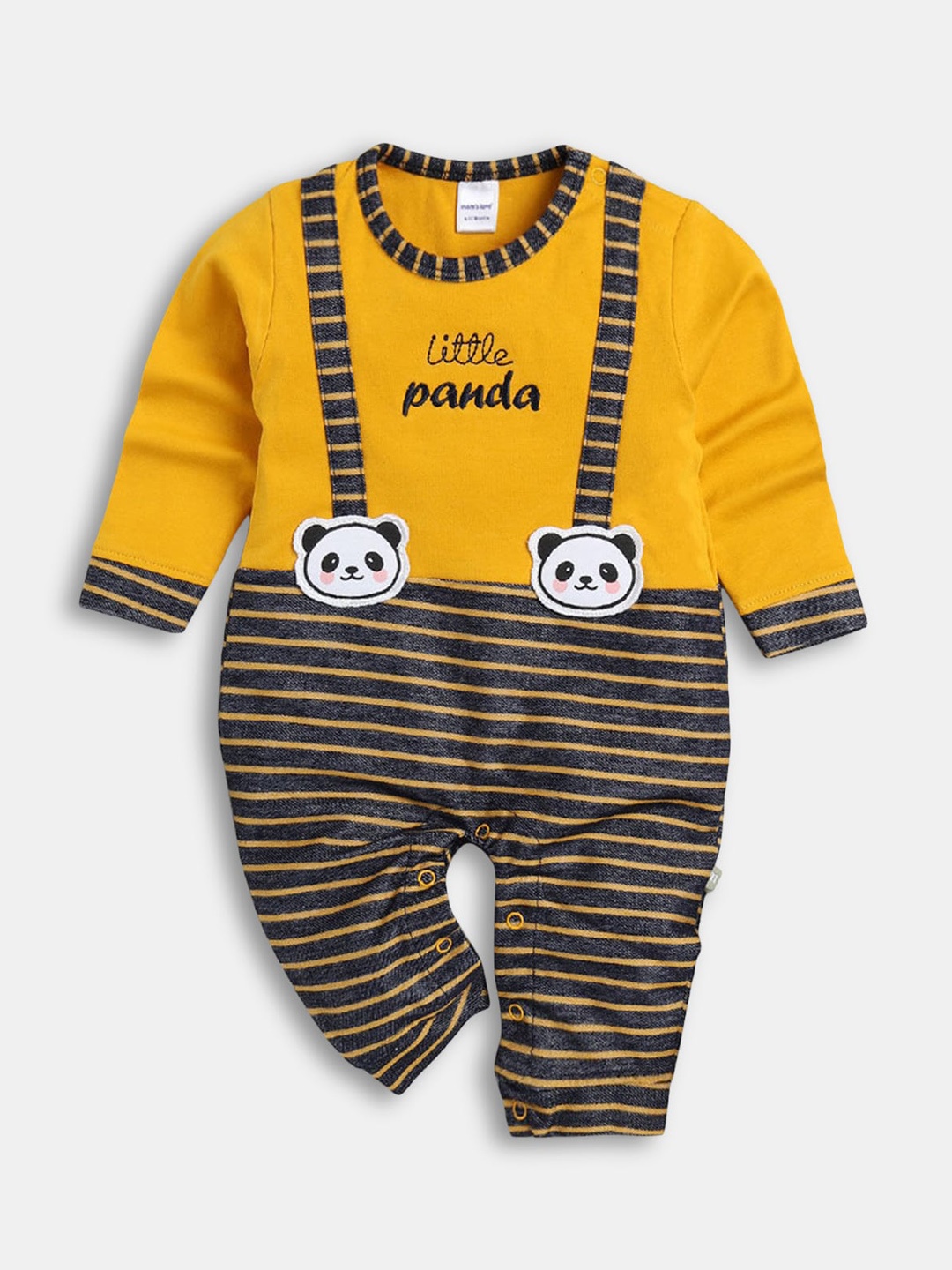 

Hopscotch Infant Boys Yellow & Black Striped Cotton Rompers