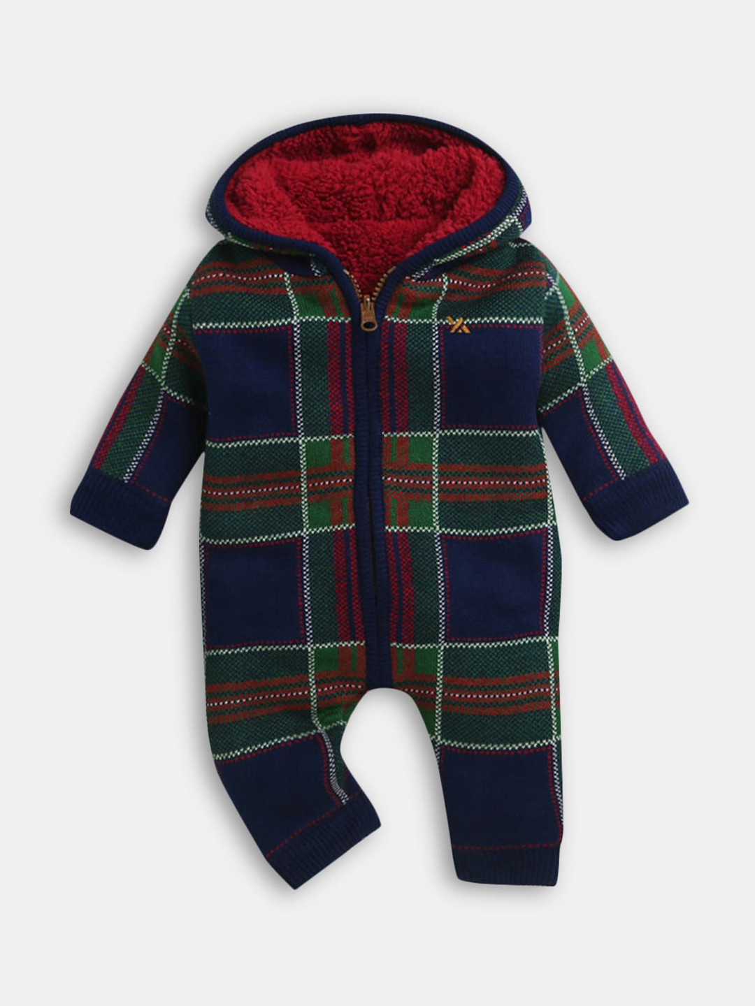 

Hopscotch Infants Navy Blue & Green Checked Rompers
