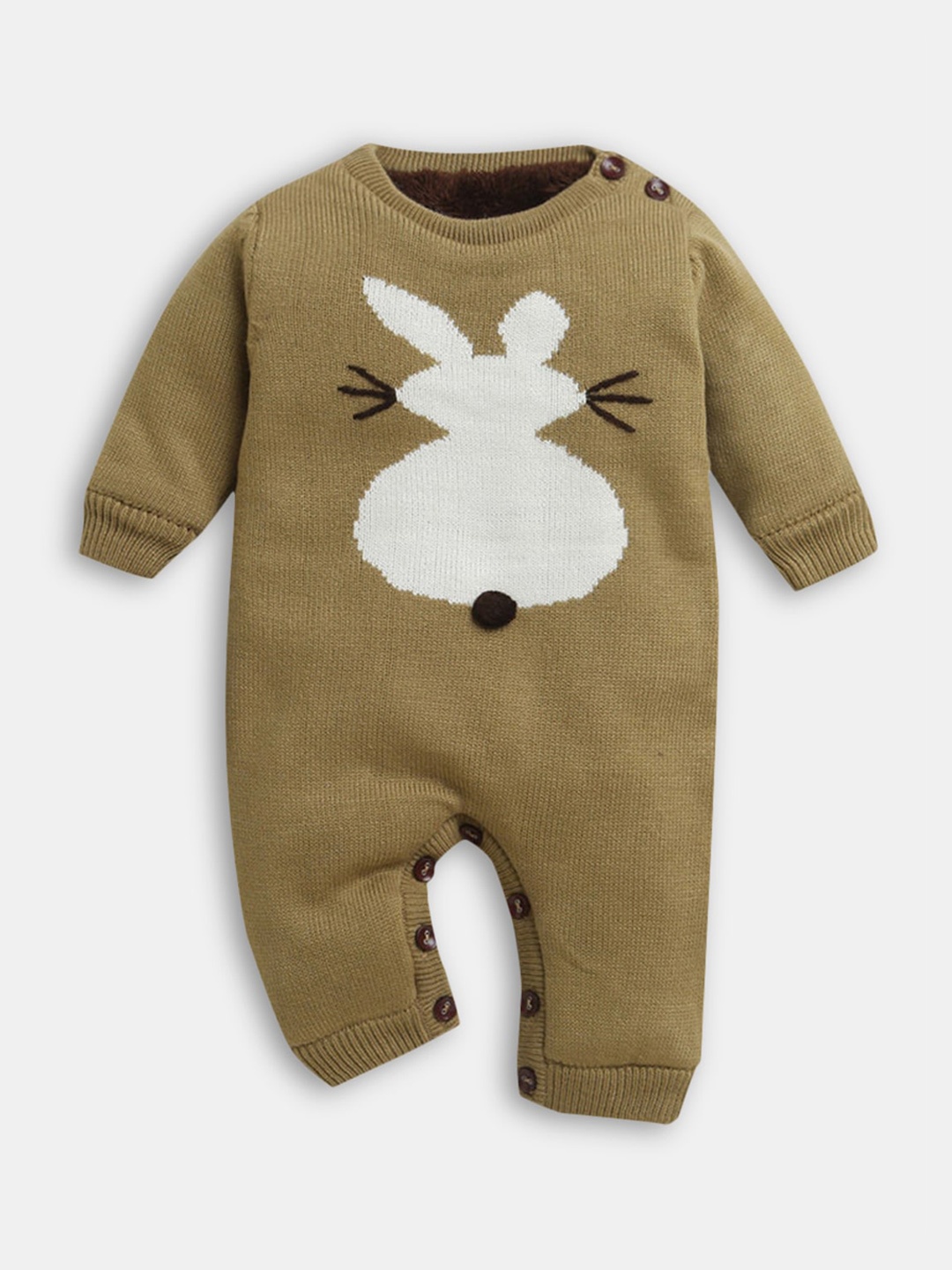 

Hopscotch Infants Beige & White Printed Rompers