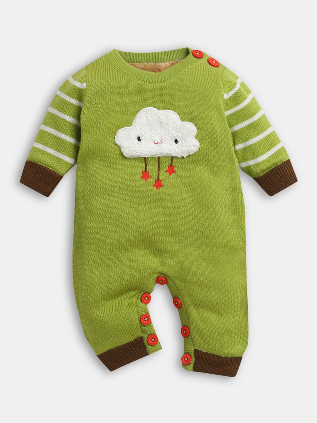 

Hopscotch Infants Green Embroidered Rompers