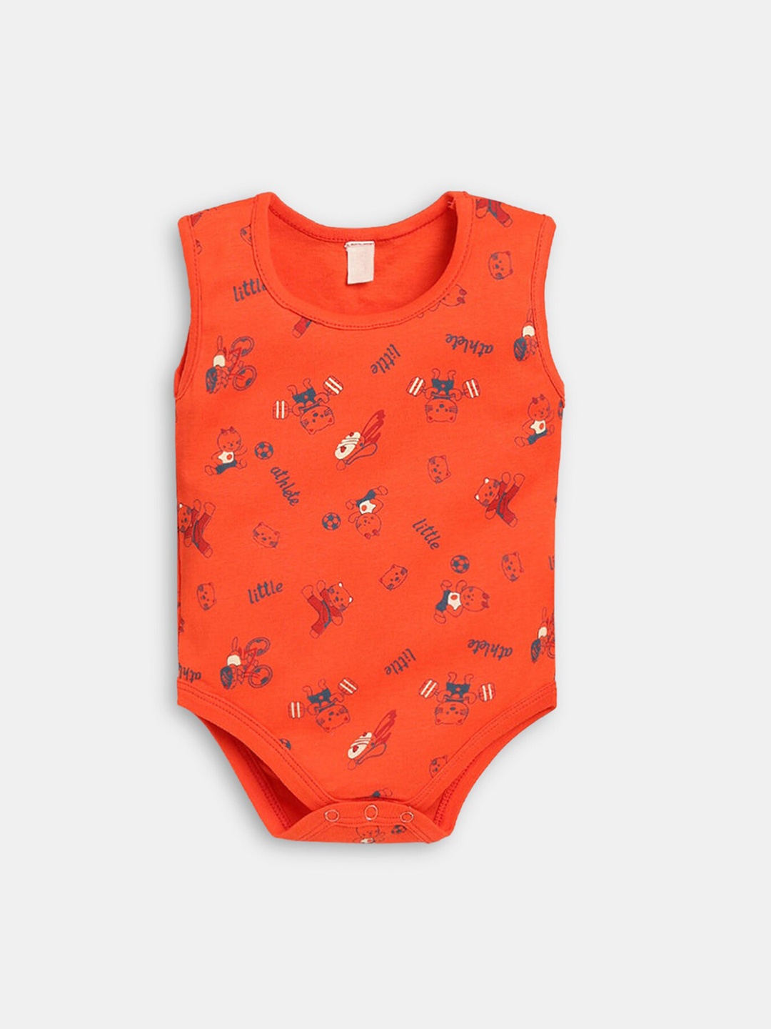 

Hopscotch Boys Red Printed Cotton Bodysuit