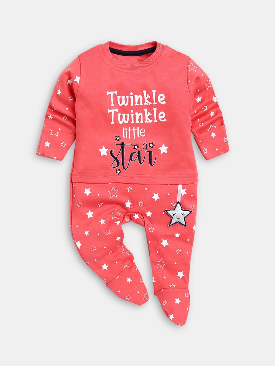 

Hopscotch Infants Red Printed Sleepsuit