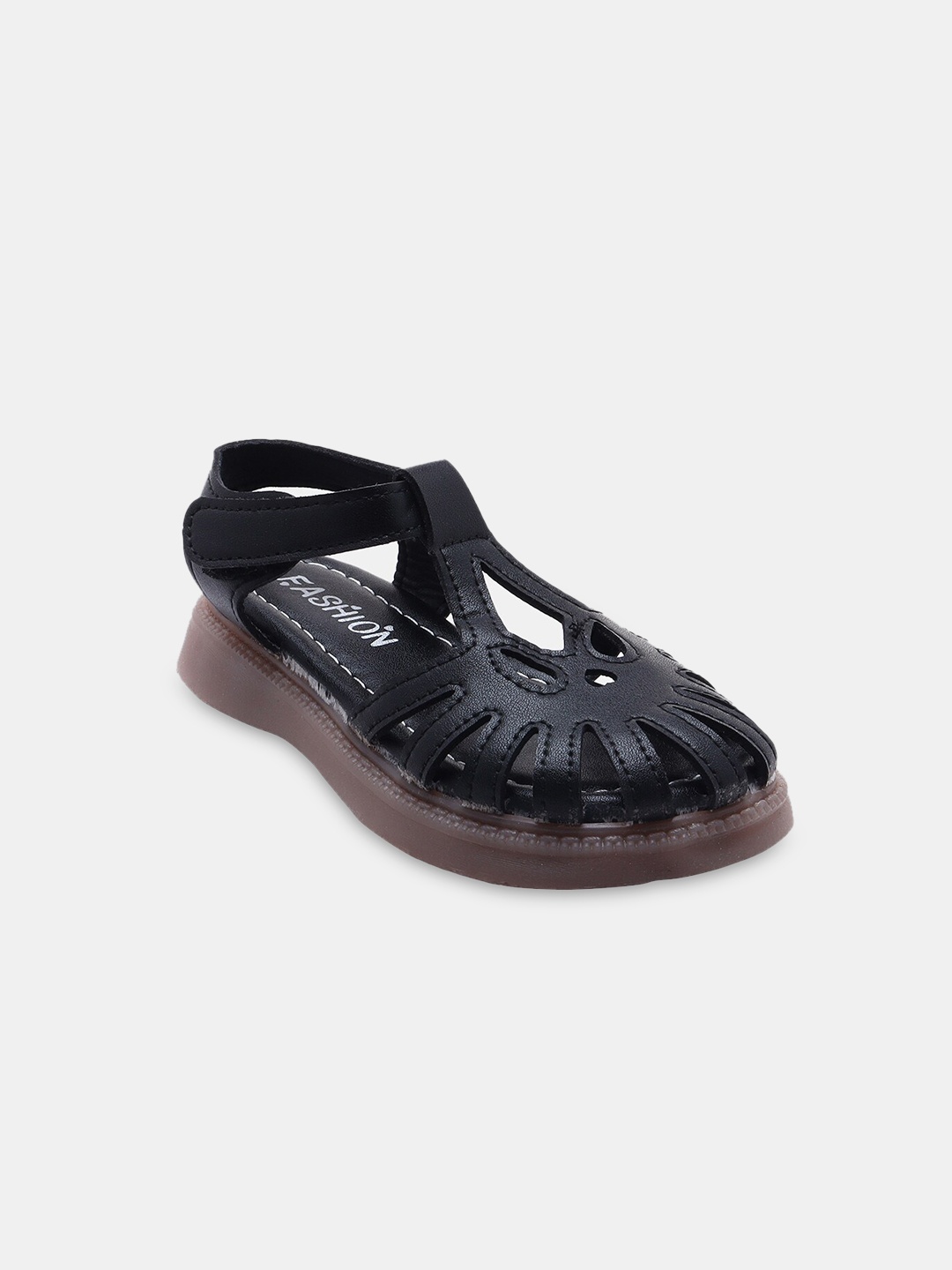 

Hopscotch Girls Black Solid Fisherman Sandals