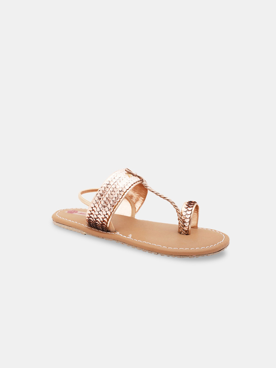 

Hopscotch Girls Gold & Pink Ethnic One Toe Flats