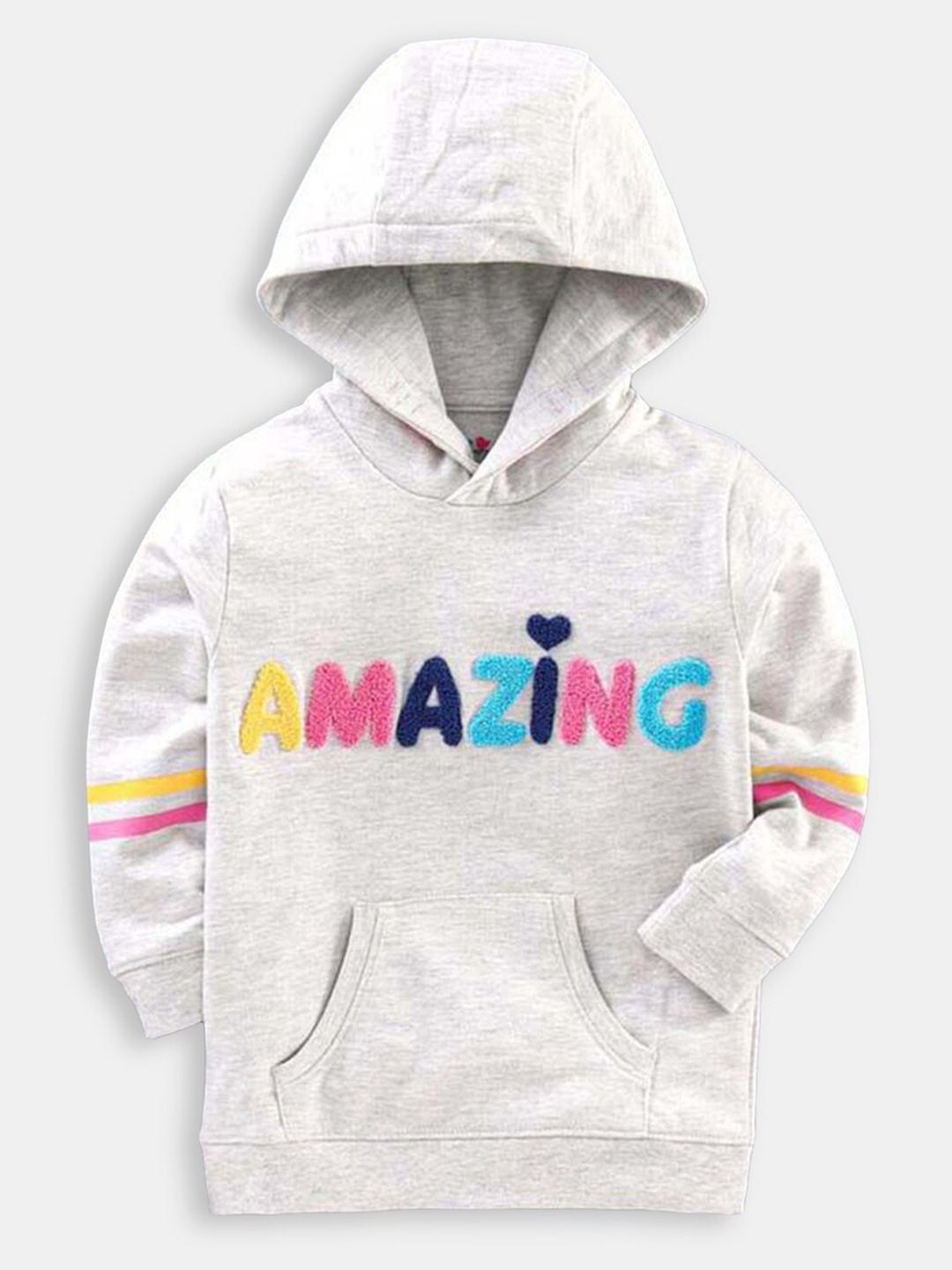 

Hopscotch Boys Grey Printed Hooded Sweatshirt